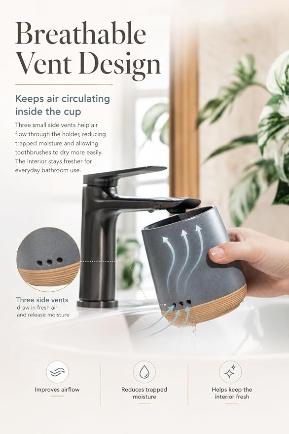 LYEOBOH Ceramic Toothbrush Holder, Toothbrush Storage,Tooth Brush Holders | Tooth Brush Holder for Bathroom, Single Toothbrush Cup with Drainage, Electric Toothbrush Storage for Home Decor, Blue