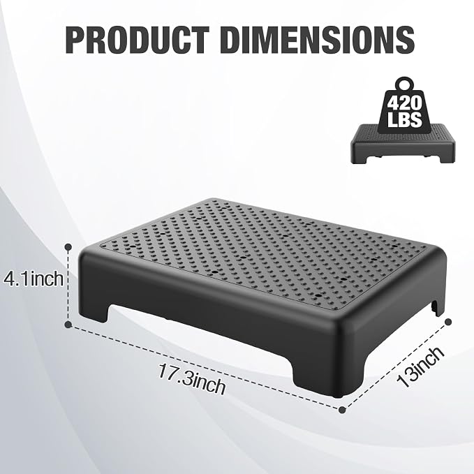 HBTower Mobility Step Stool for Adults & Seniors,Non-Slip Platform | Portable Riser, Safety Step for Car, Bedside, Office, Shower,Stairs,Black