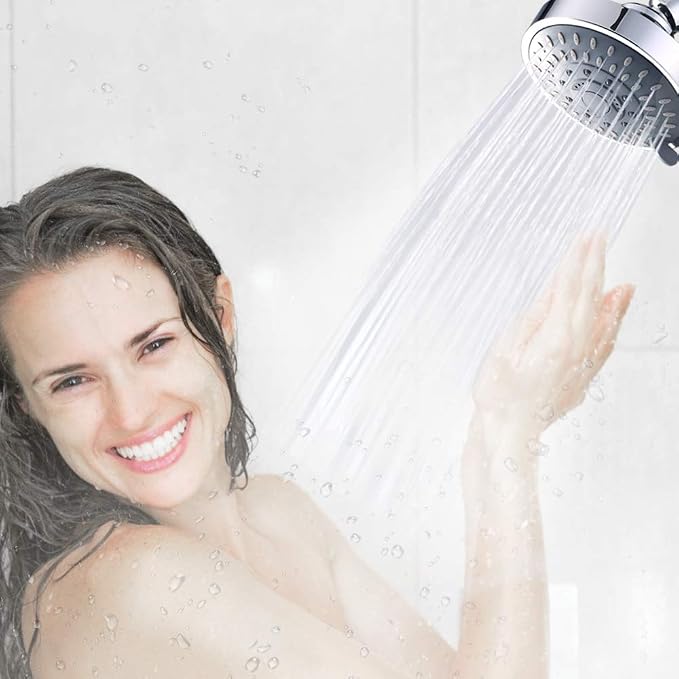 AISOSO High Pressure Rain Shower Head 5 Modes Showerhead 4.1 Inch Chrome | Low Water Pressure Compatible, Powerful Spray Fixed Showerhead for a Relaxing Indoor & Outdoor Shower