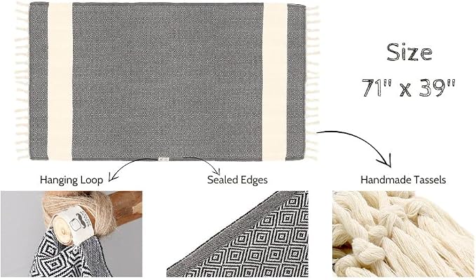 Turkish Beach Towel, 100% Cotton, 71x39 in, Diamond Beige
