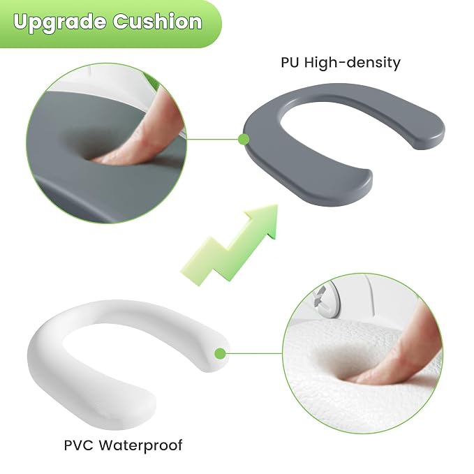 Potty Training Seat, Upgrade Toddler Toilet Seat for Kids Boys Girls, 2 in 1 Potty Training Toilet, Splash Guard Anti-Slip Pad Step Stool(Grey-Pu)
