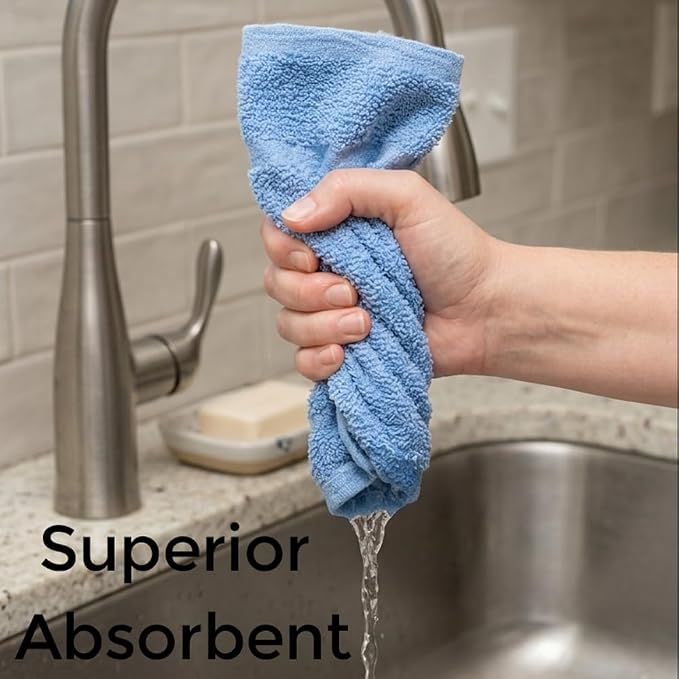Basic Hand Towels 16x26 Inches – Pack of 12 – Blue Color – Soft and Absorbent Multipurpose Cotton Towels for Bathroom, Spa, Gym, Salon, Hotel, and Everyday Use