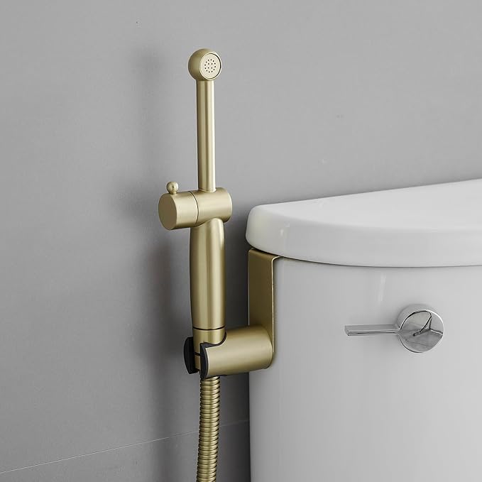 Brushed Gold Bidet Sprayer Set,Handheld Sprayer Set for Toilet | Adjustable Water Pressure,Solid Brass,Multi-use Sprayer for Feminine Care,Cloth Diaper & Pet Washing