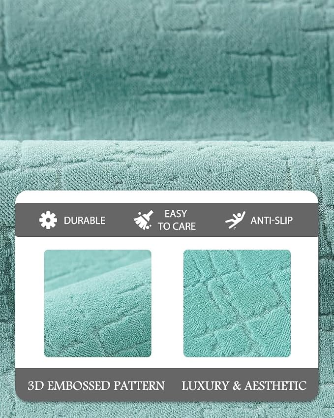 AMOAMI-Bath Mat-Absorbent Quick Dry Bathroom Floor Mats-Washable Rubber Backing Bath Mats for Bathroom Rugs Fit Under Door-Bath Rug for in Front of Sink Bathtub Shower Room, Lake 17''x59''