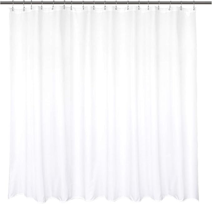 Barossa Design 108x72 Extra Wide Fabric Shower Curtain Liner, White | Soft Microfiber Cloth, Waterproof, Hotel Quality, Machine Washable, 108W x 72H for Bath Tub