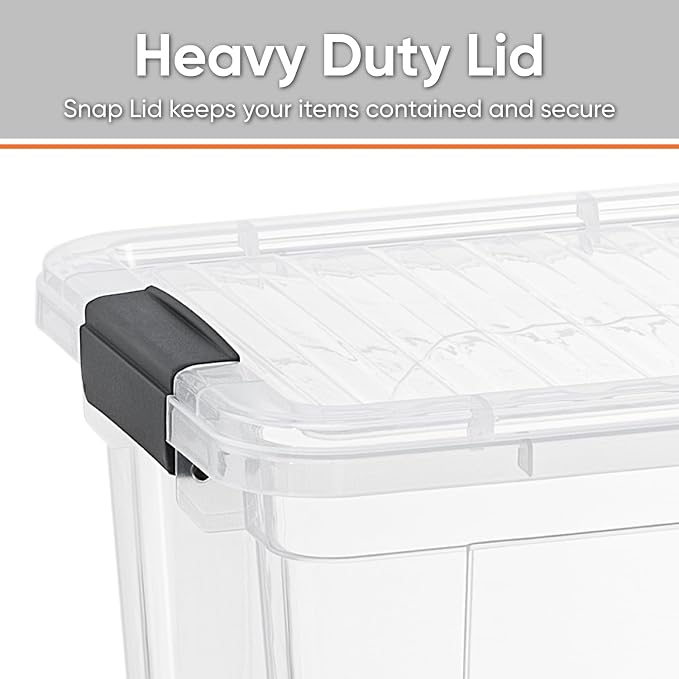 Superio Clear Storage Box with Lid, 26.5 Quart Plastic Container Bins for Organizing, Stackable Crates, BPA Free, Non Toxic, Odor Free, Organizers for Home, Office, School, and Dorm