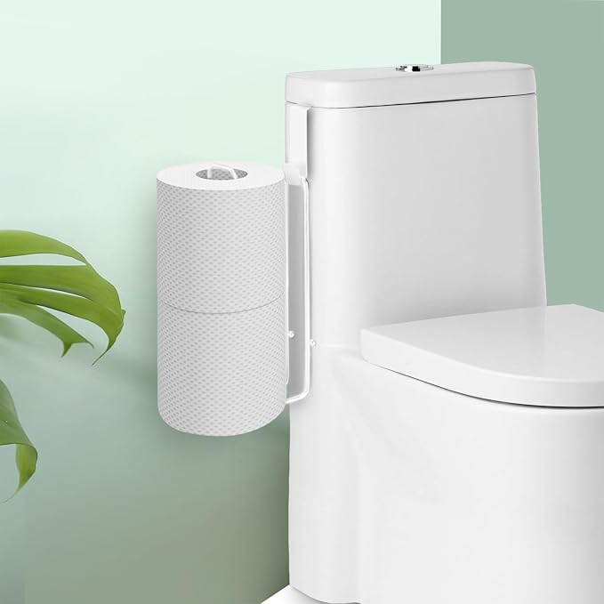 Conworld Toilet Paper Storage for 2 Roll Tissue, Over The Tank Toilet Paper Holder, Stainless Steel Rustproof Toilet Paper Holder Wall Mount, for Rv, Bathroom Storage and Organization, White, 1 Pack