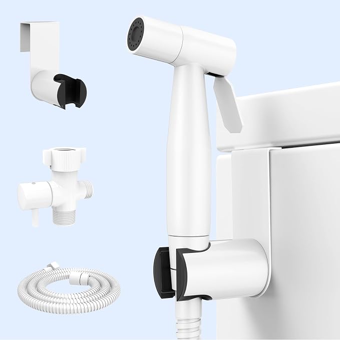 Arofa Handheld Bidet Sprayer, Bidet Attachment for Toilet, Bright White | Muslim Shower Toilet, Leak-Free Bidet Hose, Tank or Wall Mount, Feminine/Baby Wash, Cloth Diaper Rinse, Easy Installation
