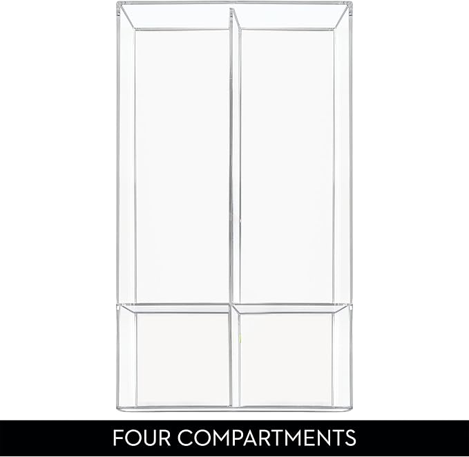 iDesign Clarity Plastic Divided Drawer Organizer, Storage Container for Vanity, Bathroom, Kitchen Drawers, 8" x 16" x 2", Clear,40850