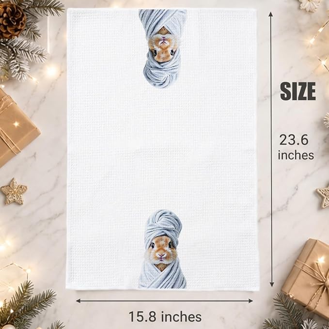 Rabbit Bunny Gifts Decoration Towels for Washroom Toilet, Rabbit Bunny Lover Waffle Weave Bathroom Towels for Farmhouse