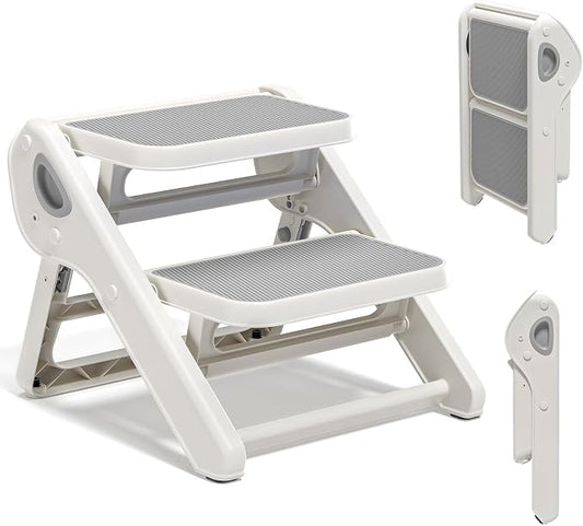 MoreFeel Foldable Toddler Step Stool for Bathroom Sink - 2-Step Kids Stool for Potty Training, Kitchen Counter & Bedroom, Sturdy Non-Slip Child Safety Stool Helper