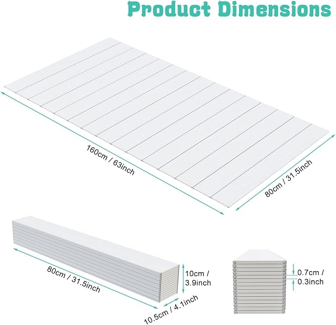 Bathtub Tray - 63x31.5x0.3in Foldable Anti-dust Bathtub Cover Bath Insulation Cover, PVC Shutter Bath Lid Fit Most Tubs, Can Store Wine Glass, Books, Tablets, Cellphones