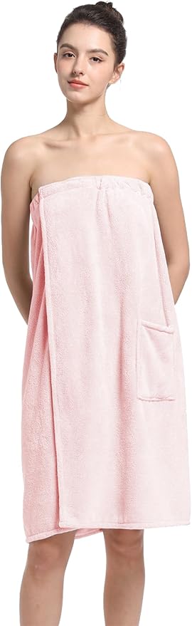 Women'S Soft Wrap Towel Full Length，Bath Robe After Shower Female Plush Long，Spa Bathrobes Lightweight With Pockets