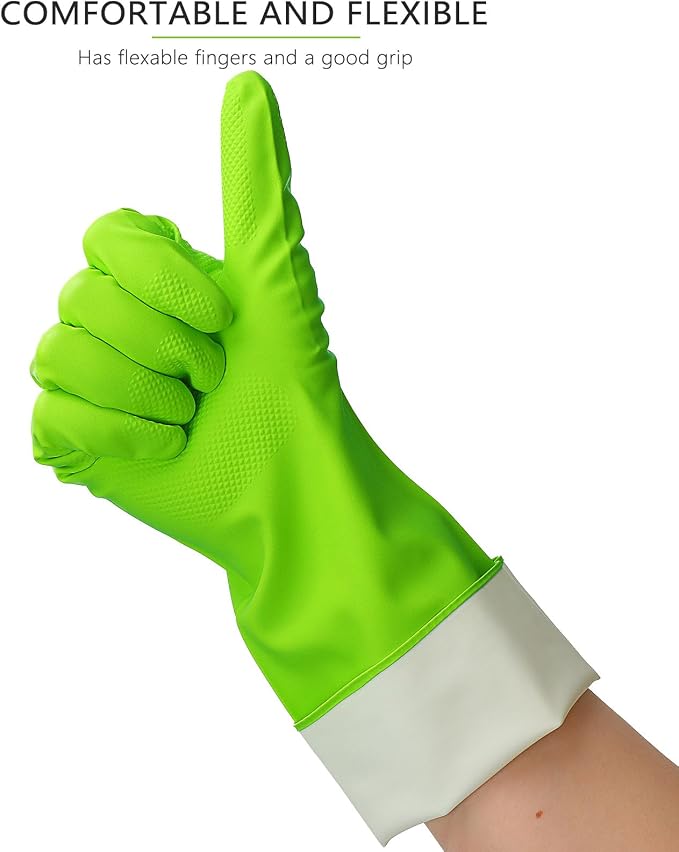 Latex Free Nitrile Cleaning Gloves, Small, 3 Pairs | 12 Mil Thick, Reusable Gloves with Non-Slip Grip, Waterproof for Dishwashing, Kitchen, Bathroom & Household Cleaning