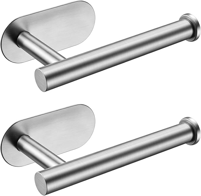 SetSail Adhesive Toilet Paper Holder Wall Mount Brushed Nickel, 2 Packs | No Drill Adhesive,Waterproof and Rustproof Stainless Steel,Wall Mount Design,for Bathroom