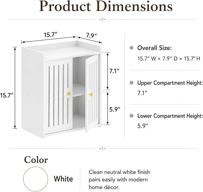 HAYOFAMY 3-Tier Wall Bathroom Storage Cabinet 7.9" D x 15.7" W x 15.7" H | PVC Medicine Cabinet Organizer with Door, for Living Room Kitchen Entryway Small Space