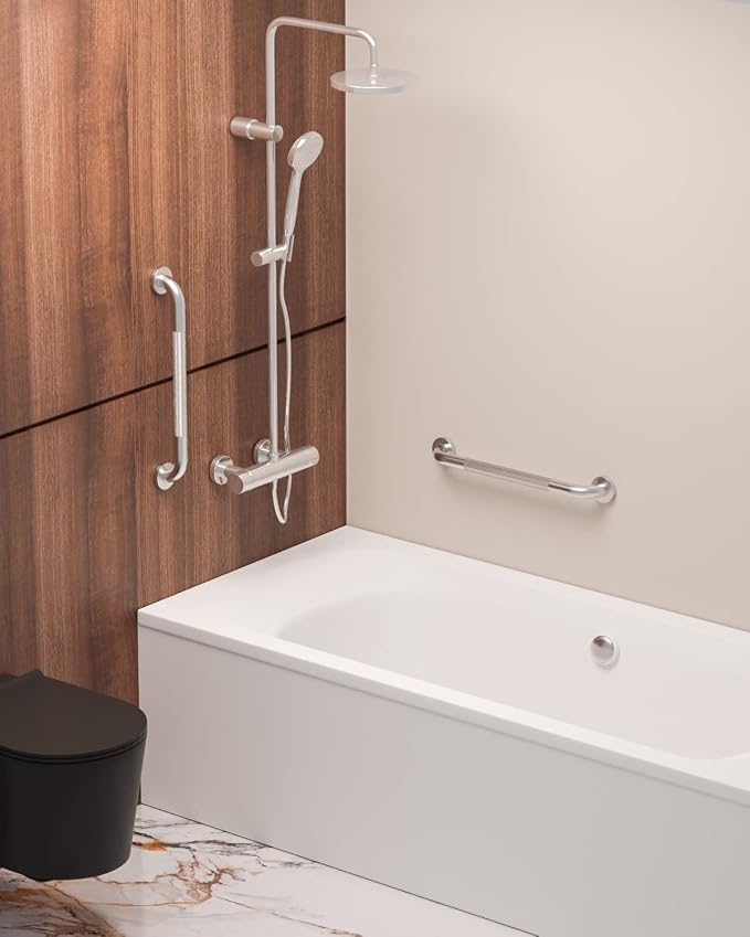 20 Inch Anti Slip Shower Grab Bar, MunzongBrushed Nickel Grab Rails | Stainless Steel Bathroom Grab Bar Brushed Nickel Knurled Bathroom Balance Bar Safety Hand Rail Support Handicap Elderly
