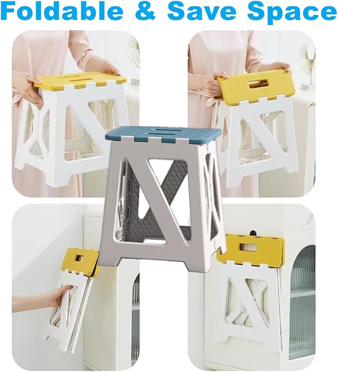 Foldable Bath Shower Safety Chair Seat Khaki, Foldable and Anti-Slip Bench Bathtub Stool for Elderly or Seniors (Foldable ShowerChair 15.7" H Khaki)