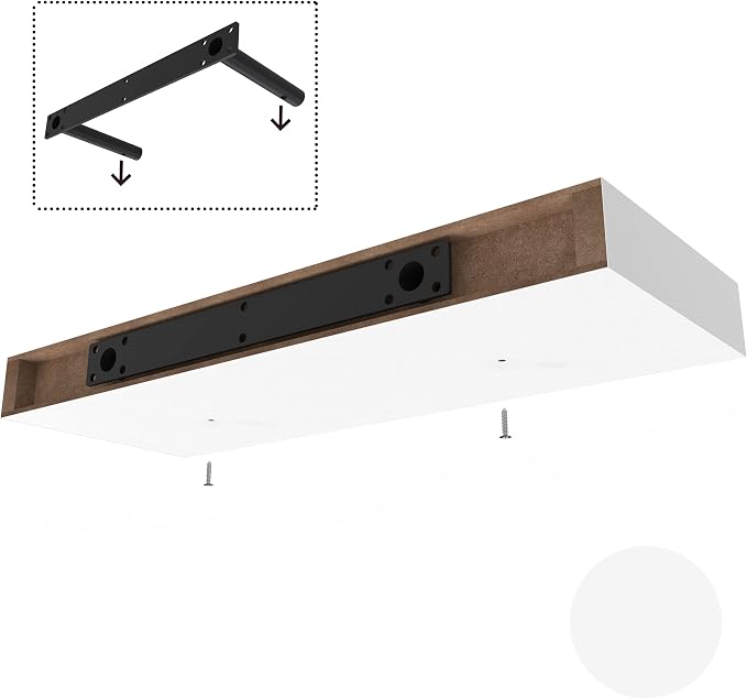 Ballucci Floating Shelf, 36" Hanging Shelf with Invisible Brackets, Wooden Floating Shelves for Walls, Book Shelf, Wall Shelves for Home Office, Bathroom, Living Room, 6 inch Deep, White