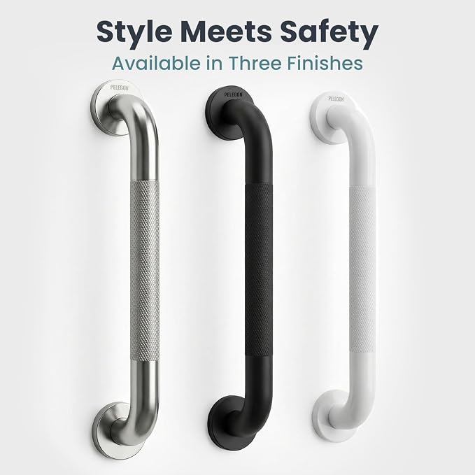 PELEGON Grab Bars for Shower 2-Pack 16 Inch - Stainless Steel Shower Grab Bars for Seniors - Bathroom Safety Handle Non-Slip Grip Rust Resistant Wall Mounted Support Bar for Bathtub Shower - Black