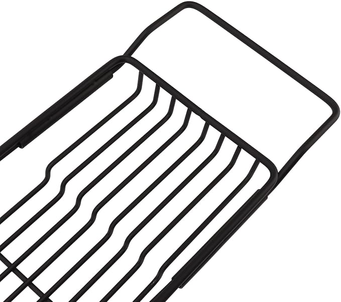 Marhynchus Metal Marble Bathtub Rack, Bathtub Caddy Tray Stainless Steel Shower Caddy Tray with Extending Sides, Bathroom Trays (Black White)