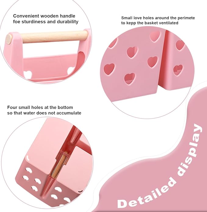 Portable Shower Caddy Plastic Shower Basket Organizer with Handle, Pink | Divided Bathroom Caddy Storage Cleanning Caddy Tote for College, Dorm Room, Kitchen