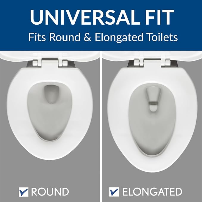 Bemis Assist Toilet Seat with Built-in Support Handles, Hinges Never Loosen, Fits Round and Elongated