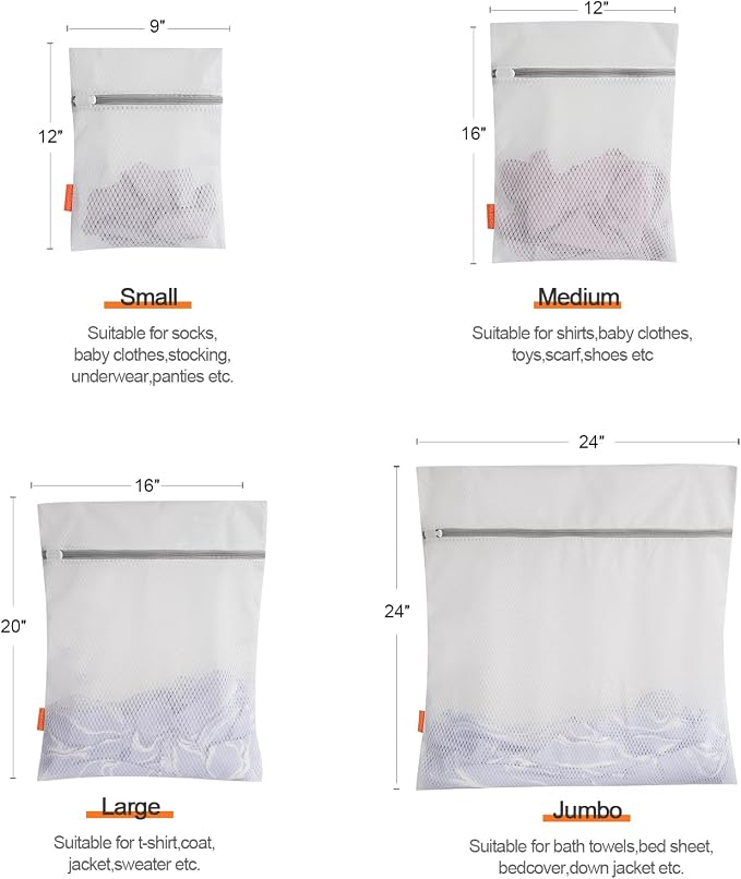 Diamond Mesh Laundry Bags 2 Pack (XX-Large, 24x24”) | Heavy Duty Mesh, Durable Zipper, For Delicates, Lingerie, Bras, Underwear, Protect Garments in Washing Machine