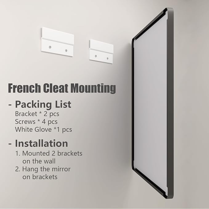 50x40 Inch Black Metal Framed Bathroom Mirror for Wall | Black Matte Bathroom Vanity Mirror, Rounded Rectangle, Anti-Rust, Tempered Glass, Hangs Horizontally or Vertically
