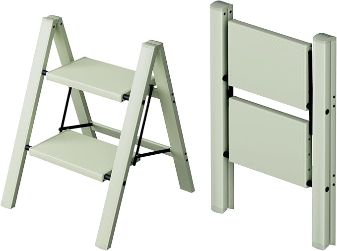 Taranta 2 Step Stool Foldable,Aluminum Step Ladder-FairylandGreen | Lightweight,Wide Anti-Slip Pedals,Folding Step Stool,330lbs Capacity for Household,Kitchen,Office