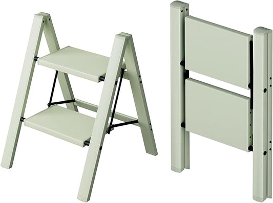 Taranta 2 Step Stool Foldable,Aluminum Step Ladder-FairylandGreen | Lightweight,Wide Anti-Slip Pedals,Folding Step Stool,330lbs Capacity for Household,Kitchen,Office