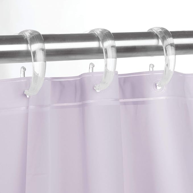 iDesign Plastic Shower Curtain C Hooks, Set of 12, Clear | 2.38" x 1.75" x 0.5"