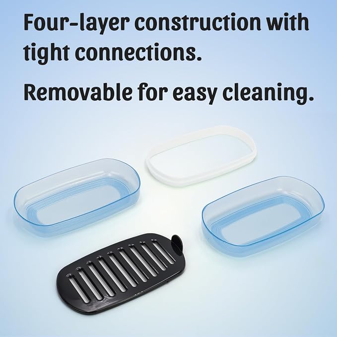 OZNER Clear Travel Soap Case Compatible with Kitsch - Leak-Proof Multi-Use Soap Holder with Draining Layer for Shampoo Bars, Conditioner Bars & Soap (Blue,1 Pack)
