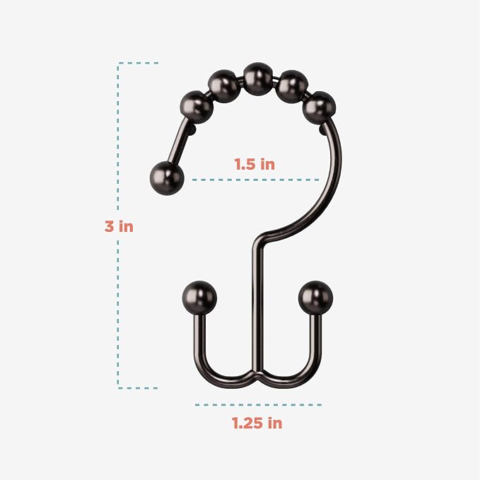 Zenna Home Metal Double Glide Shower Rings, Oil Rubbed Bronze – Set of 12 Heavy Duty, Rust-Resistant Shower Rings with Smooth Glide for Shower Curtains and Liners