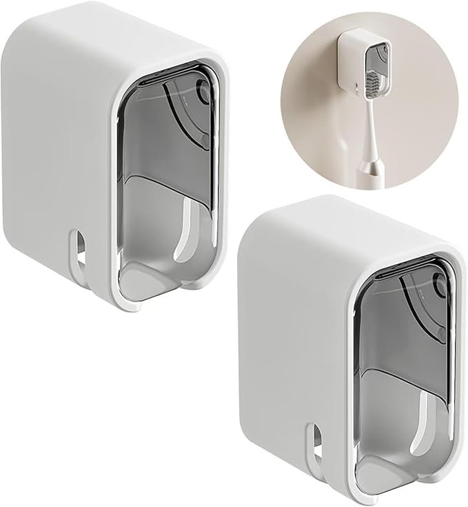 2PCS Toothbrush Holders Wall Mounted with Cover Tooth Brush Holder | Wall Toothbrush Holders for Bathrooms Shower Single Toothbrush Organizer for Travel and Home