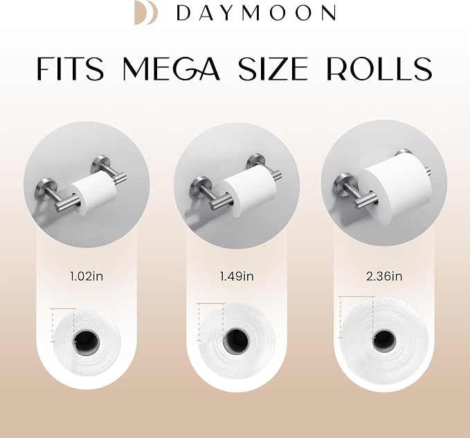 Day Moon™ - Toilet Paper Holder - Modern Roll Holder for Bathroom - 2 Pack - Wall Mount, Brushed Nickel