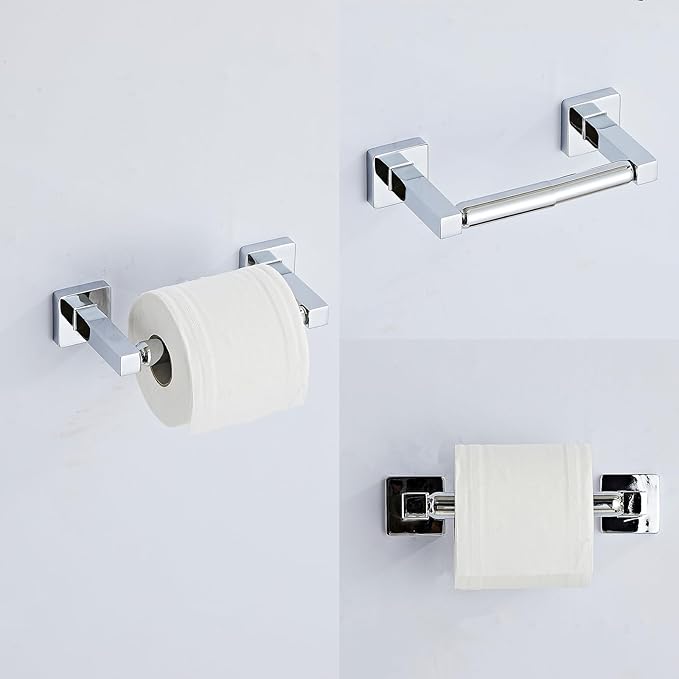 Chrome Bathroom Hardware Set 4 Pieces,Towel Bar Set Stainless Steel Wall Mounted, Includes 16In Hand Towel Bar, Towel Ring, Robe Towel Hooks,Toilet Paper Holder, Bathroom Towel Rack Set