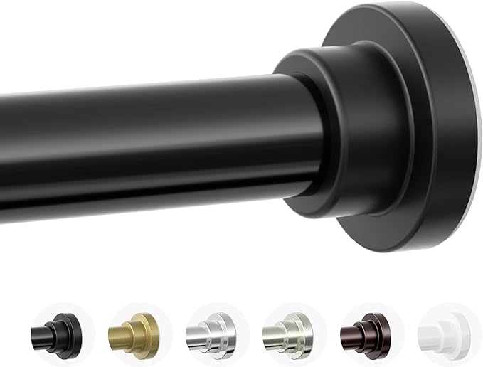 Mcrbeay Shower Curtain Rod, 1" Diameter Heavy Duty Tension Shower Rod | Adjustable 28-102 inch Non Slip No Drill Spring Tension Rod For Bathroom, Shower Stall, No Rust, Black