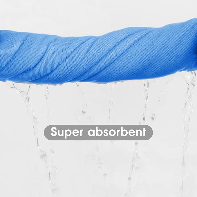 JML Microfiber Bath Towels, 4 Pack, 30" x 60", Blue | Hanging Loop, Soft, Absorbent, Quick Dry, Lint Free, Fade Resistant