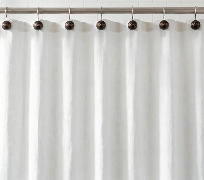 Creative Scents Dublin Brown Shower Curtain Hooks Decorative | Set of 12 | Shower Curtain Rings