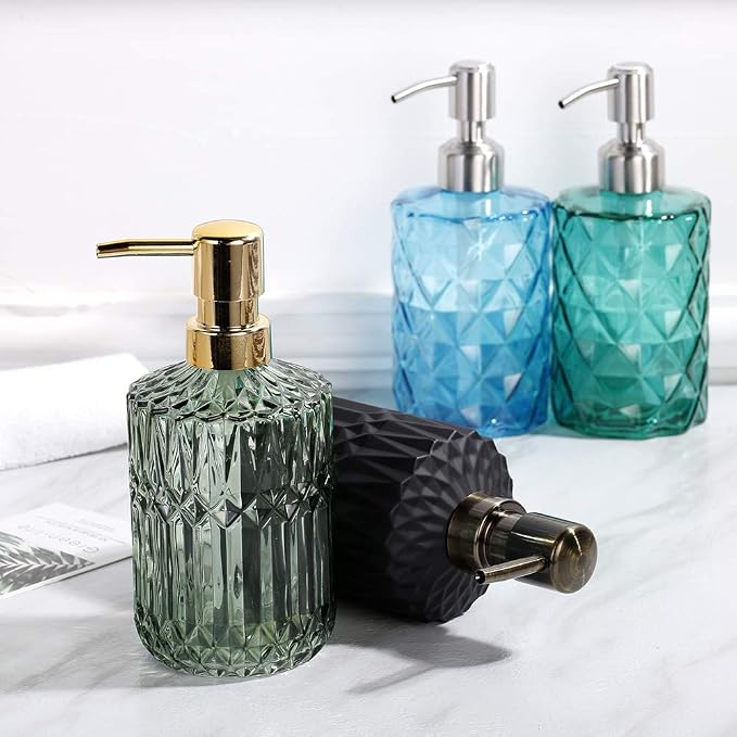YunNasi Soap Dispenser with Pump, Refillable Liquid Hand Soap Dish Soap Dispensers for Bathroom Counter, Kitchen Sink (Green) | Liquid Hand Soap Dish Soap Dispensers for Bathroom Counter, Kitchen Sink, Green