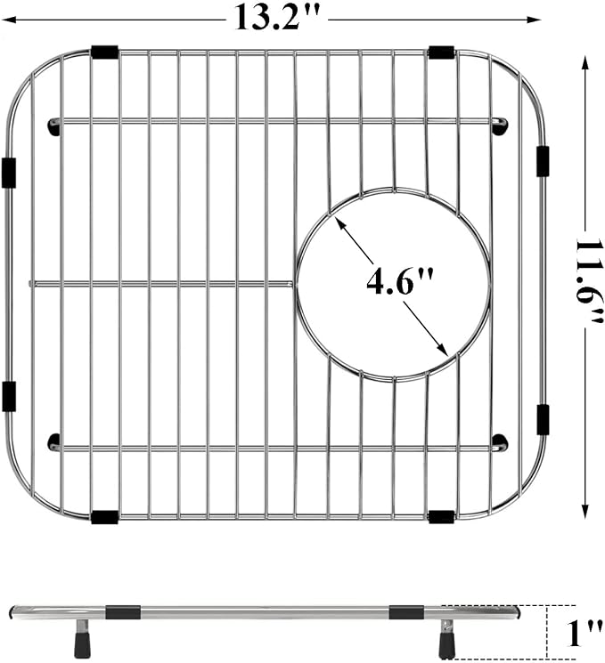 Orgneas Sink Protectors for Kitchen Sink Universal Double Bowl | 304 Premium Stainless Steel Sink Bottom Grid 13.2"x11.6", Kitchen Sink Protector Grid Sink Grate Rack Rear Drain, 2 Pcs