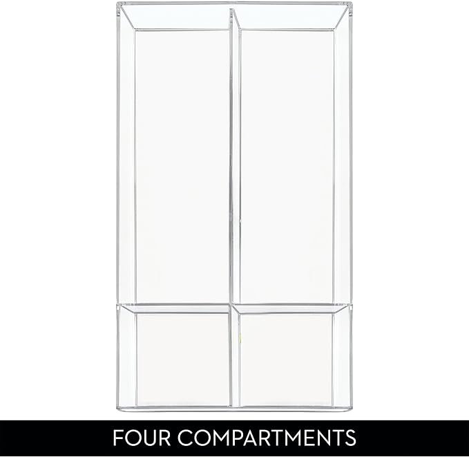 iDesign 4-Section Stackable Makeup Drawer Organizer, Set of 2, Clear | For Cosmetics and Toiletries