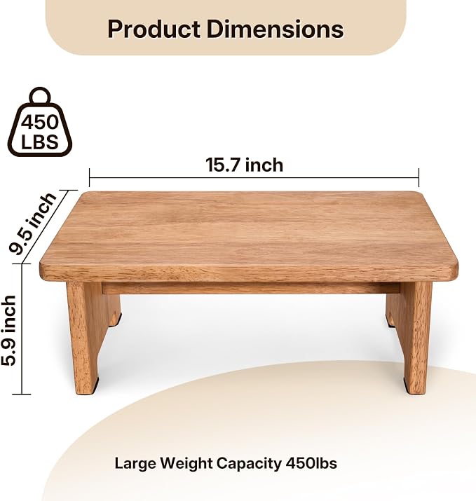 Wooden Step Stool Step Stool for Adults Heavy Duty Stepping Stool for Bedroom, Garden, Bathroom Easy to Assemble 5.9" High