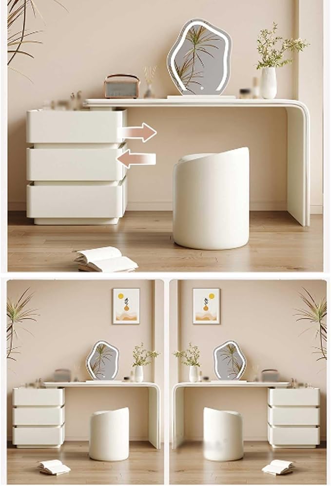Vanity Desk with 3 Drawers, Modern & Simple Set, Including Led Makeup Mirror and Chair, Perfect for Women, Girls Dressing Table
