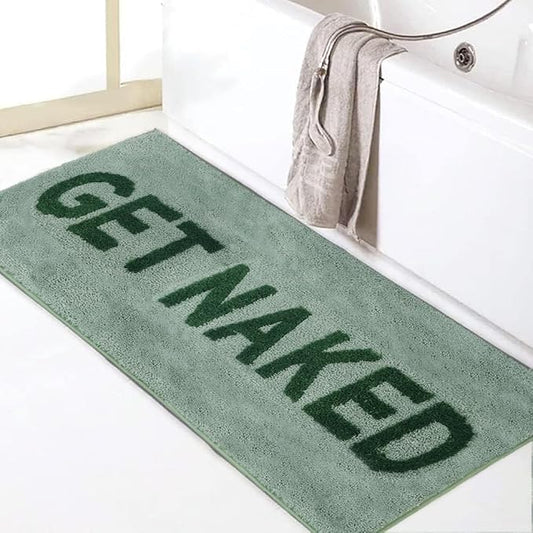 Zeeinx Get Naked Bath Mat Cute Bathroom Rugs Sage Green Bath Mat 18”x47” | Non Slip Absorbent Microfiber Machine Washable Green Cute Bathroom Rugs for Tub and Shower Funny Apartment Decor