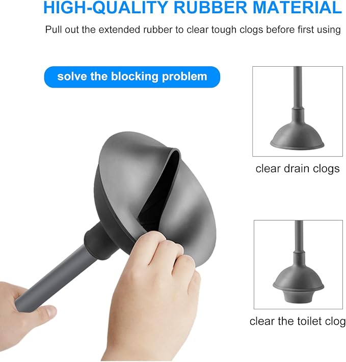SetSail Toilet Brush and Plunger Set, Semi-Hidden Toilet Plungers, Gray | Heavy Duty Toilet Bowl Brush and Holder for Bathroom Toilet Plunger and Brush Set for Deeply Cleaning