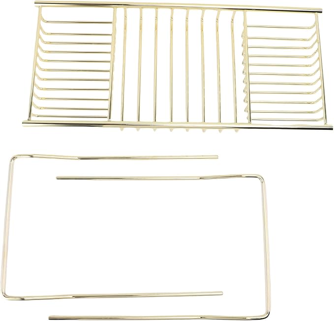 POCREATION Stainless Steel Expandable Bathtub Caddy, 25-38.4 in, 3 PCS | Adjustable length fits most tubs, gold finish tub tray for bathroom soaking shower