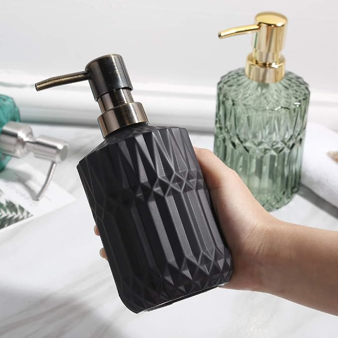 YunNasi Soap Dispenser with Pump, Refillable Liquid Hand Soap Dish Soap Dispensers for Bathroom Counter, Kitchen Sink (Black) | Liquid Hand Soap Dish Soap Dispensers for Bathroom Counter, Kitchen Sink, Black