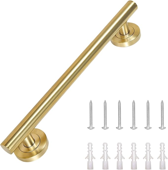 Shower Safety Bar for Seniors Disabled, 1-Pack Shower Grab Bar | Modern Stainless Steel Handicap Grab Bar for Bathtubs and Showers, (Brushed Gold, 1 Pack 18")